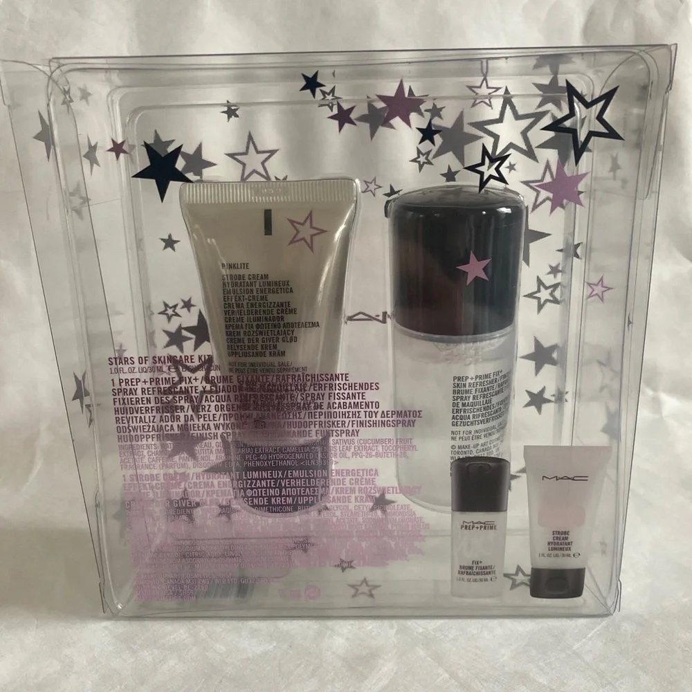 MAC STARS OF SKINCARE SET PREP + PRIME FIX+ AND STROBE CREAM SET $32 Value NIB
